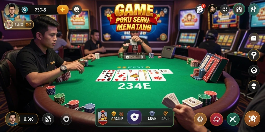 Gameplay Poker mendebarkan dalam 234E.