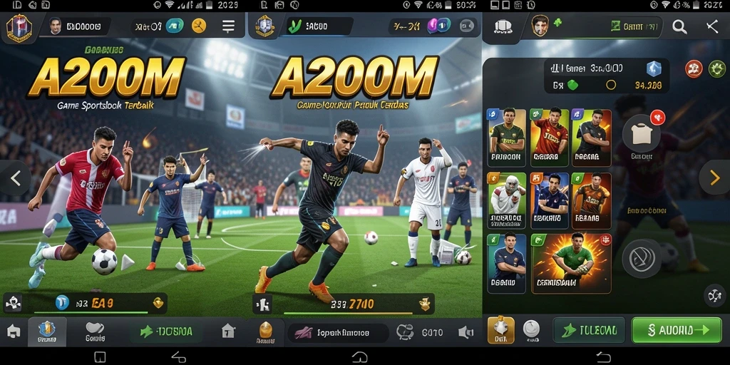 Tampilan menarik dari gameplay A200M dalam aplikasi Sportsbook.