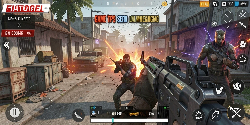 Screenshot utama FIATOGEL menunjukkan aksi thrilling dalam gameplay TPS.