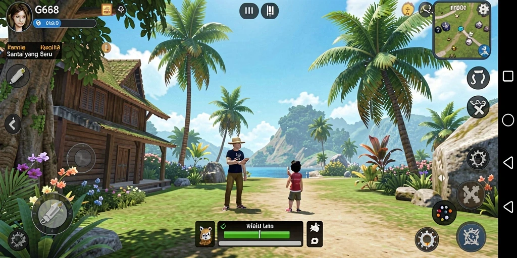 Screenshot gameplay G668 yang menampilkan aksi menarik dan grafik cerah.