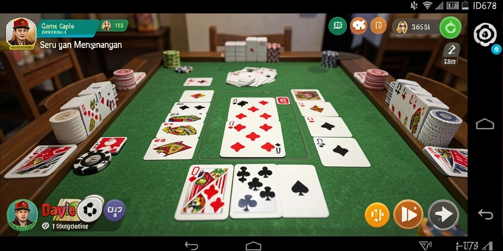 Screenshot menampilkan gameplay seru dalam permainan gaple ID678.