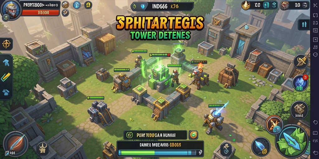 Tampilan gameplay seru Tower Defense di IND666.