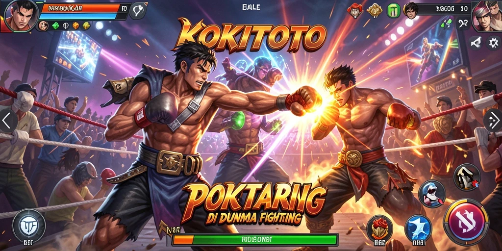 Tampilan gameplay KOKITOTO yang mendebarkan dengan aksi pertarungan.